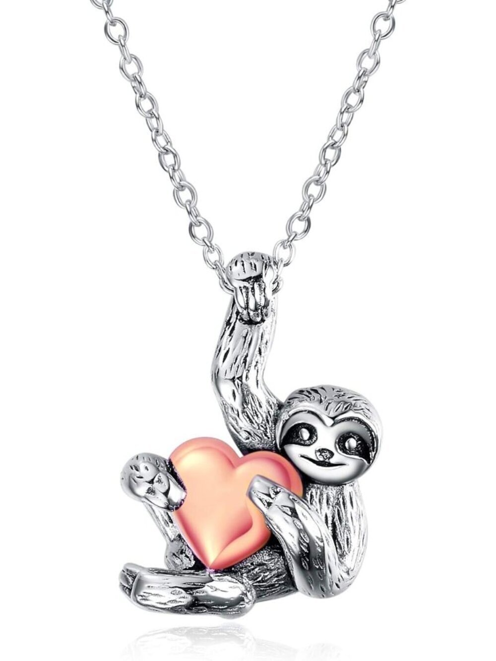 Women's Rose gold Charm Sterling Silver Animal Heart Jewelry  Crystal Necklace